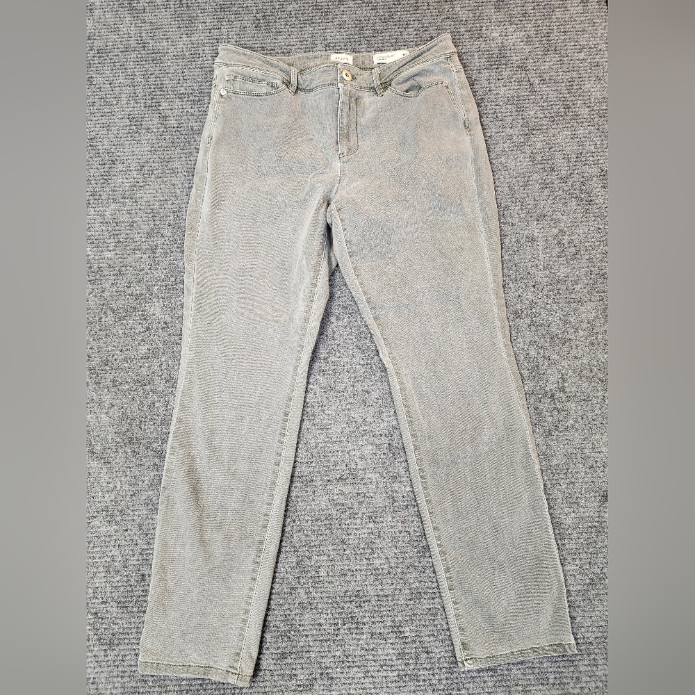 J Jill Denim Jeans Authentic Fit Slim Ankle Snap Mid Rise Green Wash Size 10